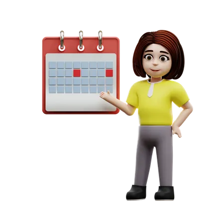 Girl student with schedule  3D Illustration