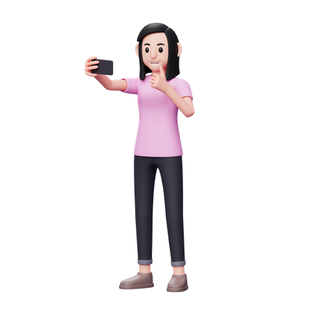 Girl taking selfie  3D Icon