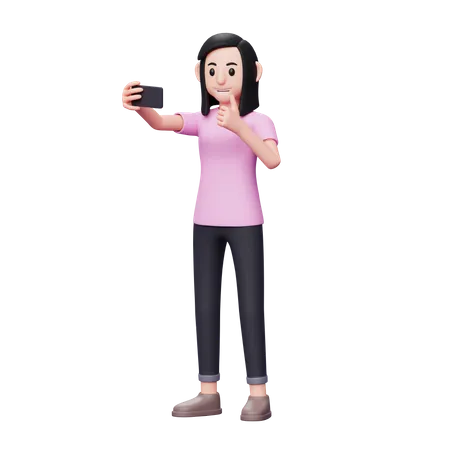 Girl taking selfie  3D Illustration