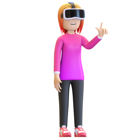 Girl taking virtual experience  3D Illustration