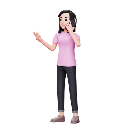 Girl talking on phone  3D Icon