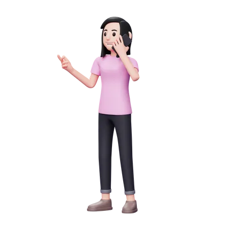 Woman Talking Via Smartphone 3 D Character Illustration Communication Concept 3D Illustration