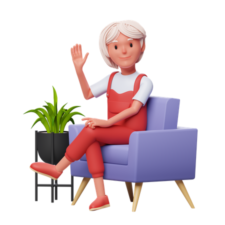 Girl Talking while sitting on sofa  3D Illustration