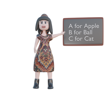 Girl teaching english  3D Icon