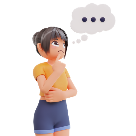 Girl thinking about something  3D Illustration