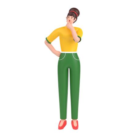 Girl thinking something  3D Icon