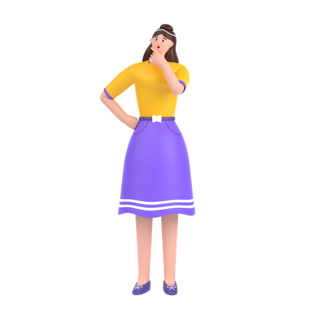Girl thinking something  3D Icon