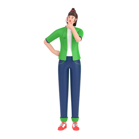 Girl thinking something  3D Icon