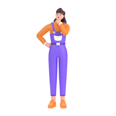 Girl thinking something  3D Icon