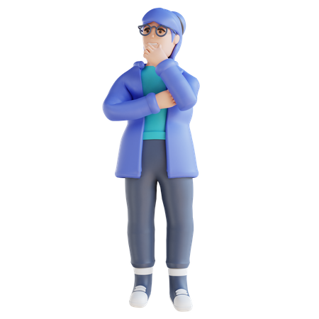 Girl thinking something  3D Icon
