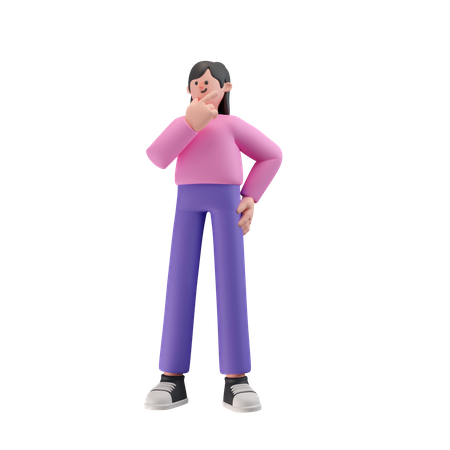 Girl thinking something  3D Icon