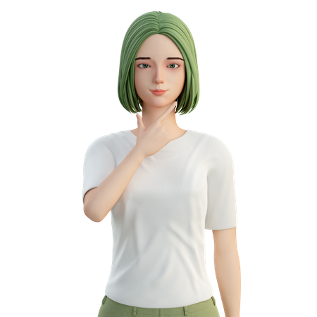 Girl thinking something  3D Icon