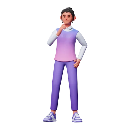 Girl Thinking Something  3D Illustration