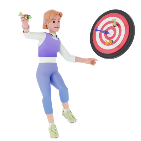 Girl Throwing Dart Arrow On Dashboard  3D Icon