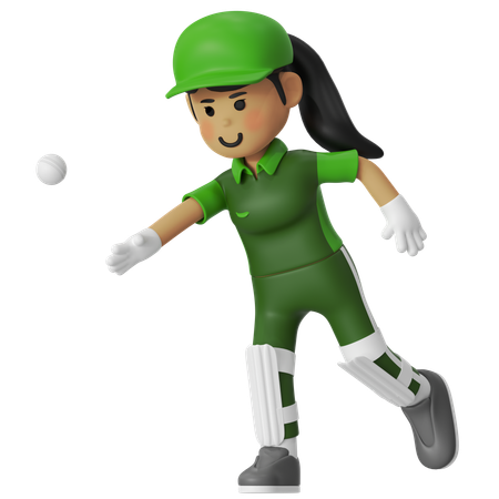 Girl Throwing The Ball  3D Illustration
