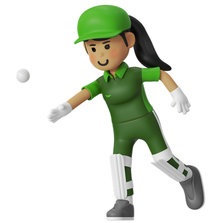 Girl Throwing The Ball  3D Illustration