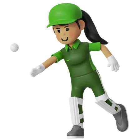 Girl Throwing The Ball  3D Illustration