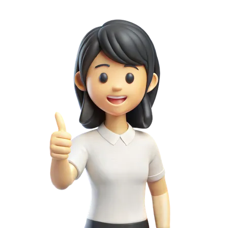 Girl Thumbs Up  3D Icon