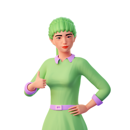 Girl Thumbs Up Gesture  3D Illustration