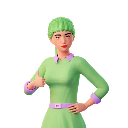 Girl Thumbs Up Gesture  3D Illustration