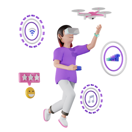 Girl using metaverse tech  3D Illustration