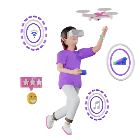 Girl using metaverse tech  3D Illustration