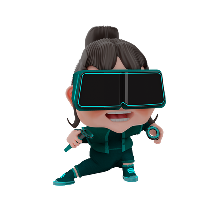 Girl using metaverse tech  3D Illustration