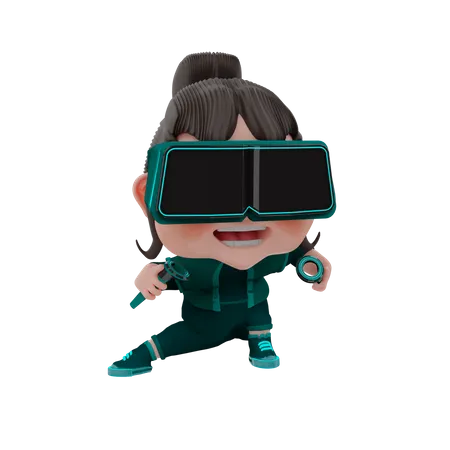 Girl using metaverse tech  3D Illustration