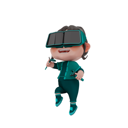 Girl using metaverse technology  3D Illustration