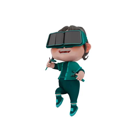 Girl using metaverse technology  3D Illustration