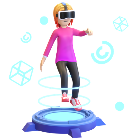 Girl using Virtual Reality device  3D Illustration