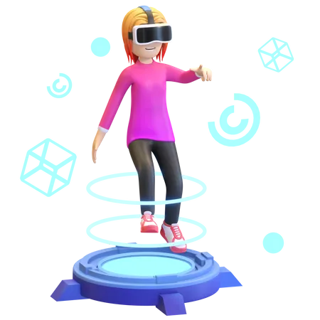 Girl using Virtual Reality device  3D Illustration