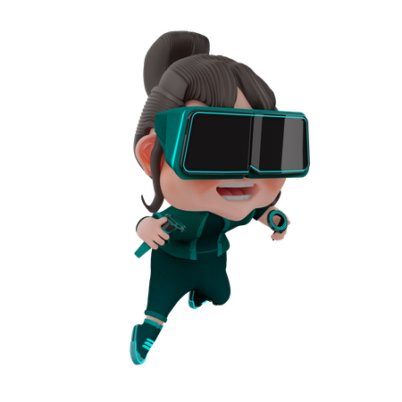 Girl using Virtual technology  3D Illustration