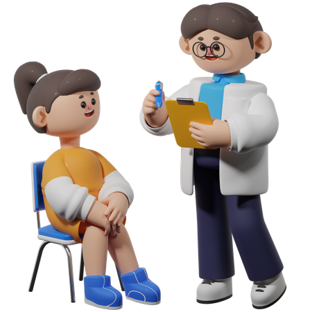 Girl Visiting Clinic  3D Illustration