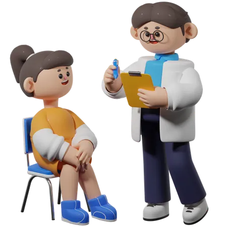 Girl Visiting Clinic  3D Illustration