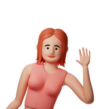 Girl waiving hand 3D Illustration