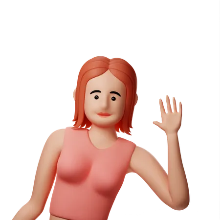 Girl waiving hand 3D Illustration