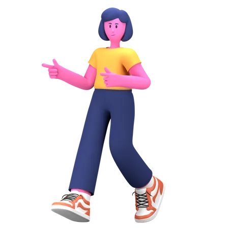 Girl walking  3D Illustration