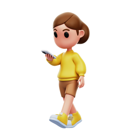 Girl Walking  3D Illustration