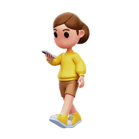 Girl Walking  3D Illustration