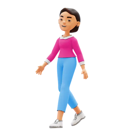 Girl walking 3D Illustration