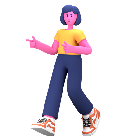 Girl walking  3D Illustration
