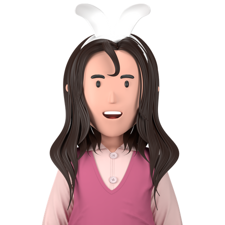 Girl wearing hairband  3D Icon