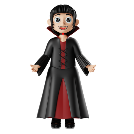 Girl Wearing Halloween Costume Dracula  3D Icon