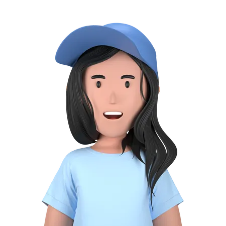 Girl wearing hat  3D Icon