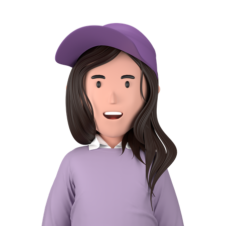 Girl wearing hat  3D Icon