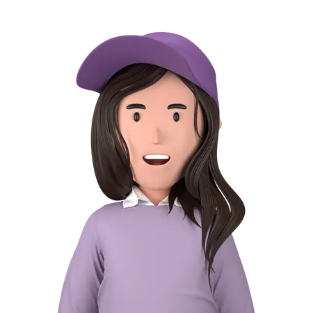 Girl wearing hat  3D Icon