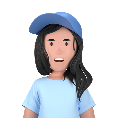 Girl wearing hat  3D Icon