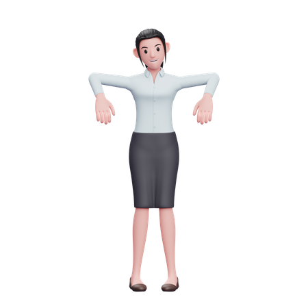 Girl Wearing Long Shirt And Skirt Doing Marionette Pose  3D Illustration