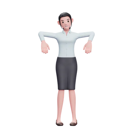 Girl Wearing Long Shirt And Skirt Doing Marionette Pose 3 D Render Business Woman Character Illustration 3D Illustration